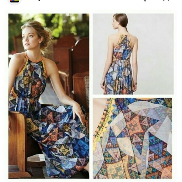 Anthropologie Dresses & Skirts - Anthropologie Ranna Gill Pleated embroidered maxi dress small